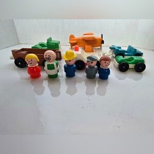 Vintage Fisher Price Little People and Vehicles Lot